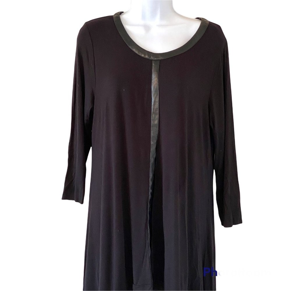 Grace Elements Faux Leather Trim Sharkbite Hem Tunic Size Large